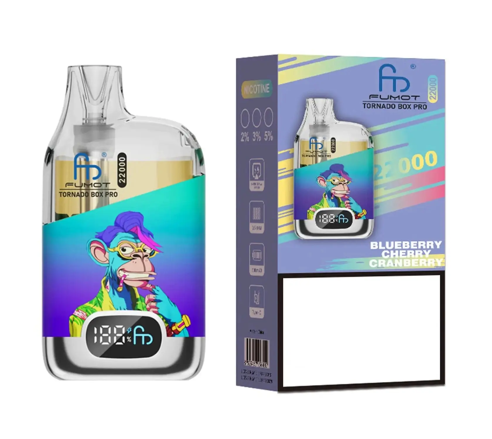 Fumot Tornado Box Pro 22000 Verpackung mit QR-Code zur Echtheitsprüfung